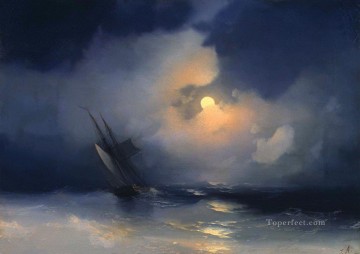 Ivan Aivazovsky storm at sea on a moonlit night Seascape Oil Paintings